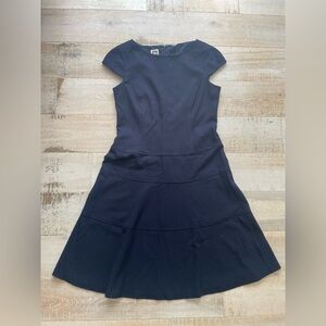 Anne Klein Size 10 Navy Blue Cap Sleeve Midi Dress Classy Elegant